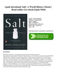Salt A World History Epub